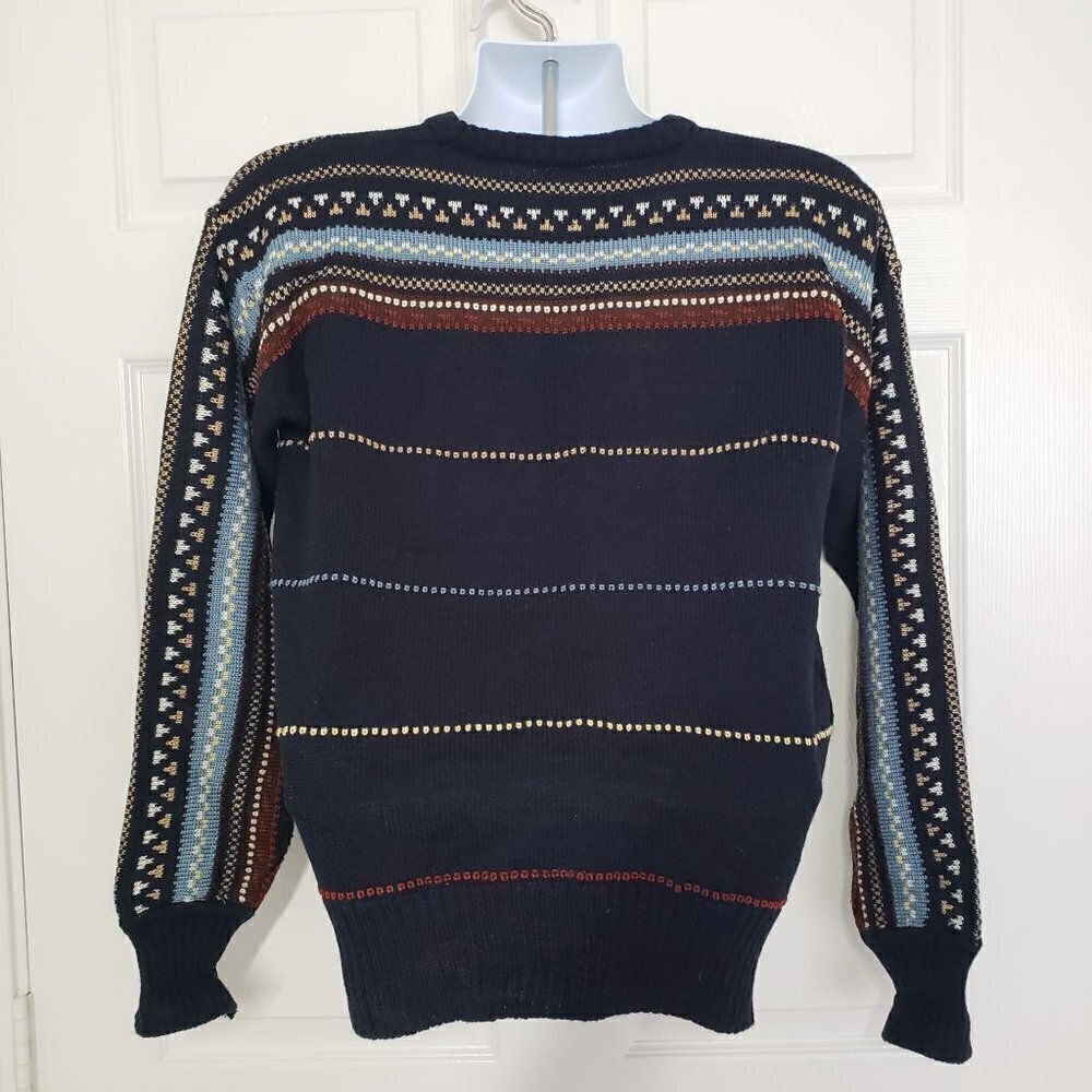 Kennington Stripe Vintage Sweater Acrylic Blue Pullover Mens Sz Large - Picture 4 of 7